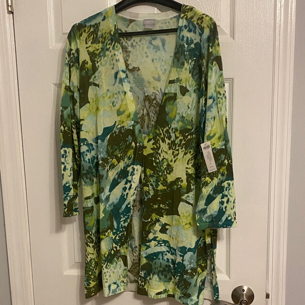 Chico's Green and Blue Cardigan Sweater
